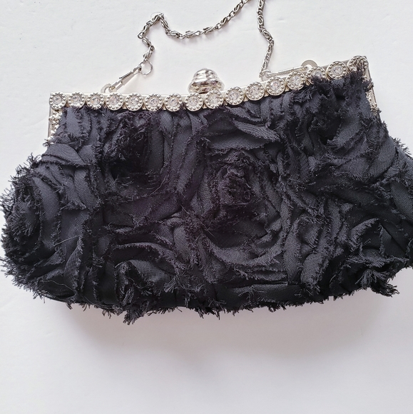 SALE JNB Black Metal Clutch Evening Purse - Picture 2 of 8